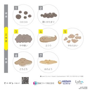 ブリストルスケール。便秘の性状の目安となる国際的な基準。